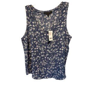 Banana Republic Women's Sleeveless Floral Tank Top Blue/White Size Small
